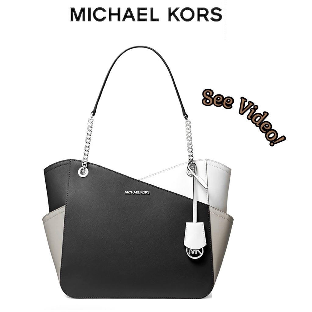 Nwt Michael Kors Jet Set Large Color-Block Saffiano Leather Tote Bag Msrp $558